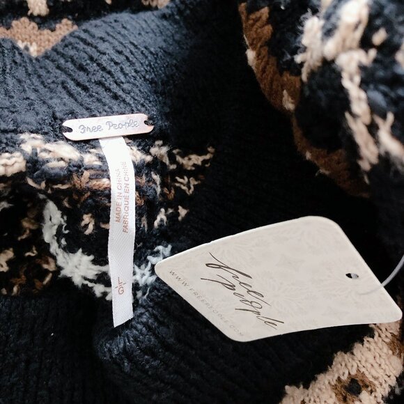 Free People Sweater NWT Nellie sweater women's chunky knit oversized black - Picture 13 of 15